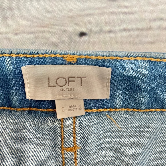 LOFT Outlet Button Front Denim Skirt Closure Raw Hem Cotton 6 - Picture 15 of 16